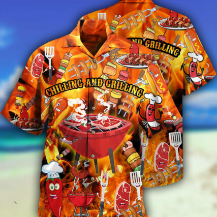 Food Hot Chilling and Grilling BBQ Party - Hawaiian Shirt - Owl Ohh - Owl Ohh