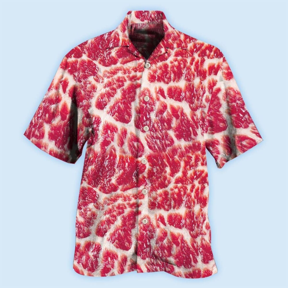 Food Raw Meat Style Funny - Hawaiian Shirt - Owl Ohh for men and women, kids - Owl Ohh