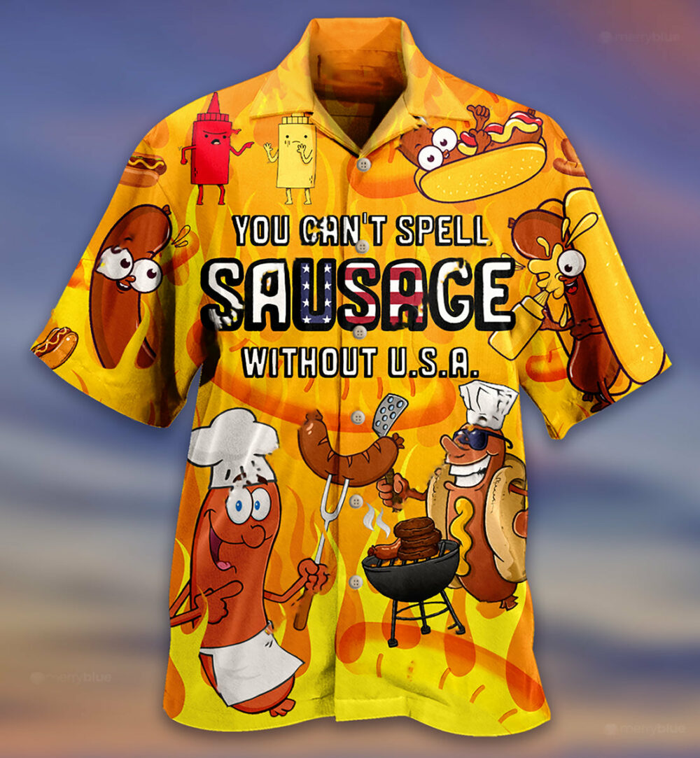 Food You Can't Spell Sausage Without USA Funny - Hawaiian Shirt - Owl Ohh - Owl Ohh