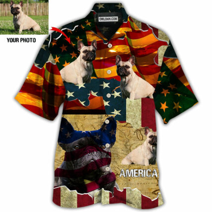 French Bulldog America Sunset Custom Photo - Hawaiian Shirt - Owl Ohh - Owl Ohh