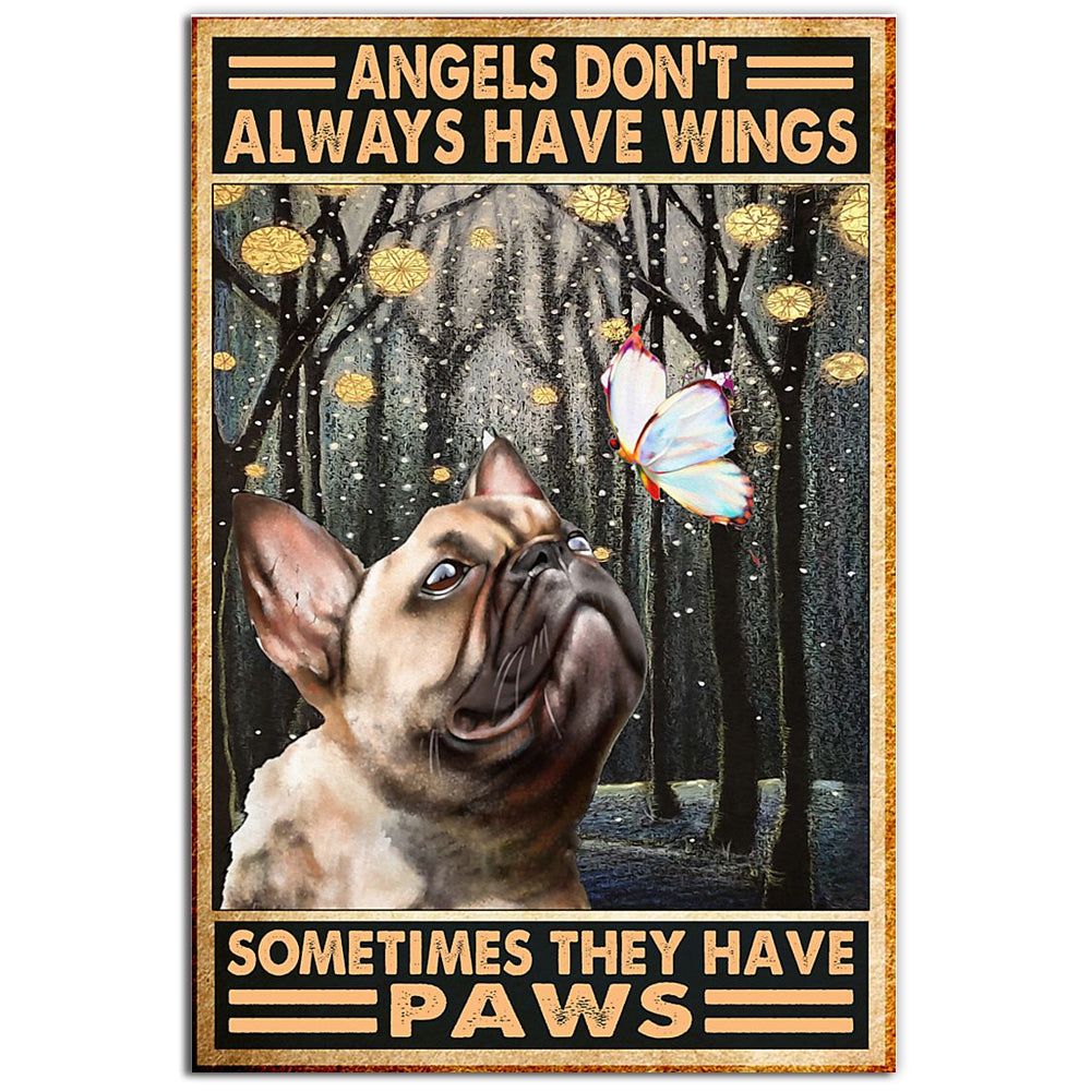 French Bulldog Angels Paws Butterfly - Vertical Poster - Owl Ohh - Owl Ohh