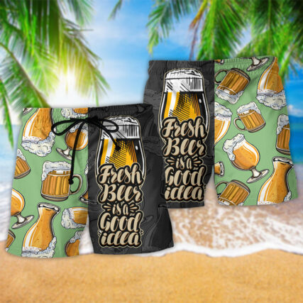 Fresh Beer Is A Good Idea Two Sides - Beach Short - Owl Ohh - Owl Ohh