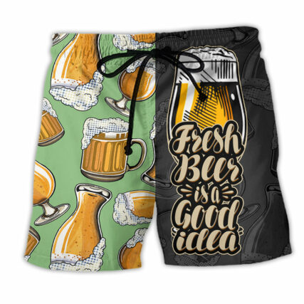 Fresh Beer Is A Good Idea Two Sides - Beach Short - Owl Ohh - Owl Ohh