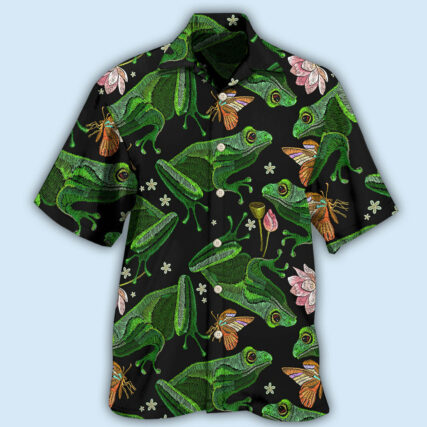 Frog Green Frog Black Style - Hawaiian Shirt - Owl Ohh - Owl Ohh