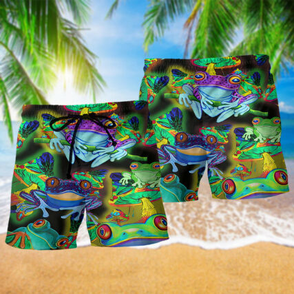Frog And Mushrooms Love Life - Beach Short - Owl Ohh - Owl Ohh