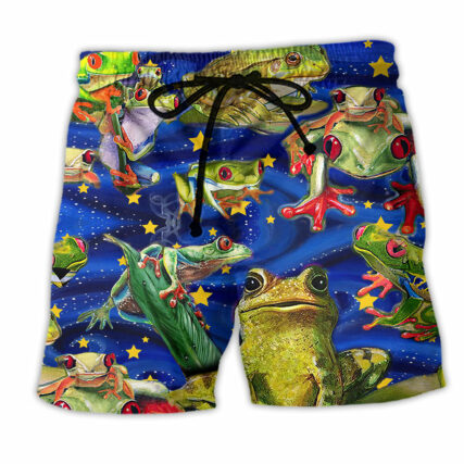 Frog Lover Merry Christmas Dark Blue - Beach Short - Owl Ohh - Owl Ohh