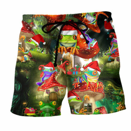 Frog Says Merry Christmas - Beach Short - Owl Ohh - Owl Ohh