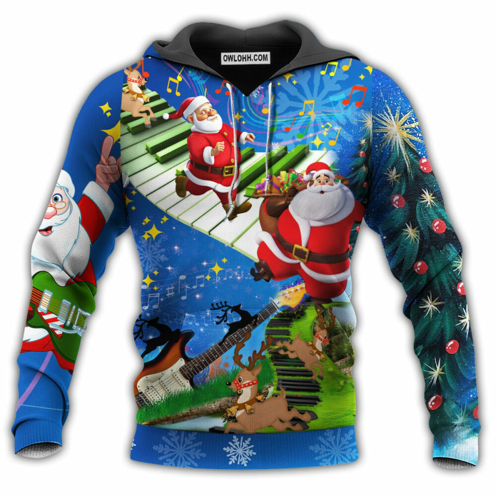 Christmas Jumping On Musical With Blue Style - Hoodie - Owl Ohh - Owl Ohh