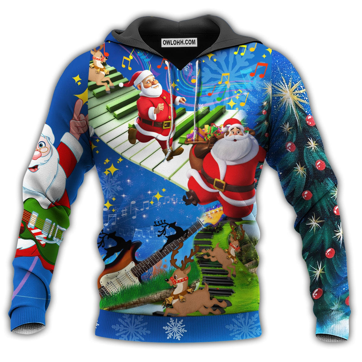 Christmas Jumping On Musical With Blue Style - Hoodie - Owl Ohh - Owl Ohh