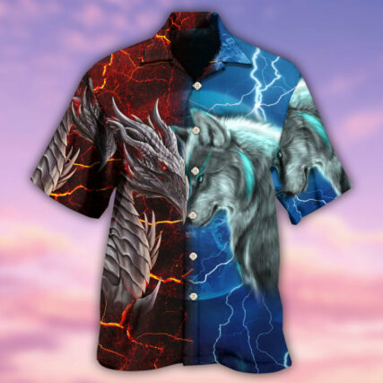 Dragon And Wolf Let's Fight - Hawaiian Shirt - Owl Ohh for men and women, kids - Owl Ohh