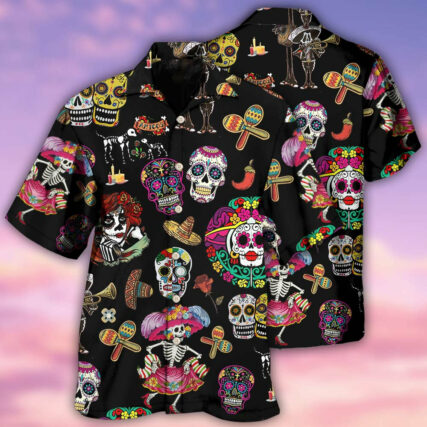 Sugar Skull Calavera Guns - Hawaiian Shirt - Owl Ohh - Owl Ohh