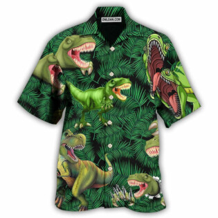 Dinosaur World Summer Green Leaf - Hawaiian Shirt - Owl Ohh - Owl Ohh