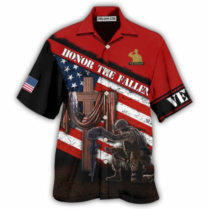 Veteran Honor The Fallen Memory With Cross - Hawaiian Shirt - Owl Ohh - Owl Ohh