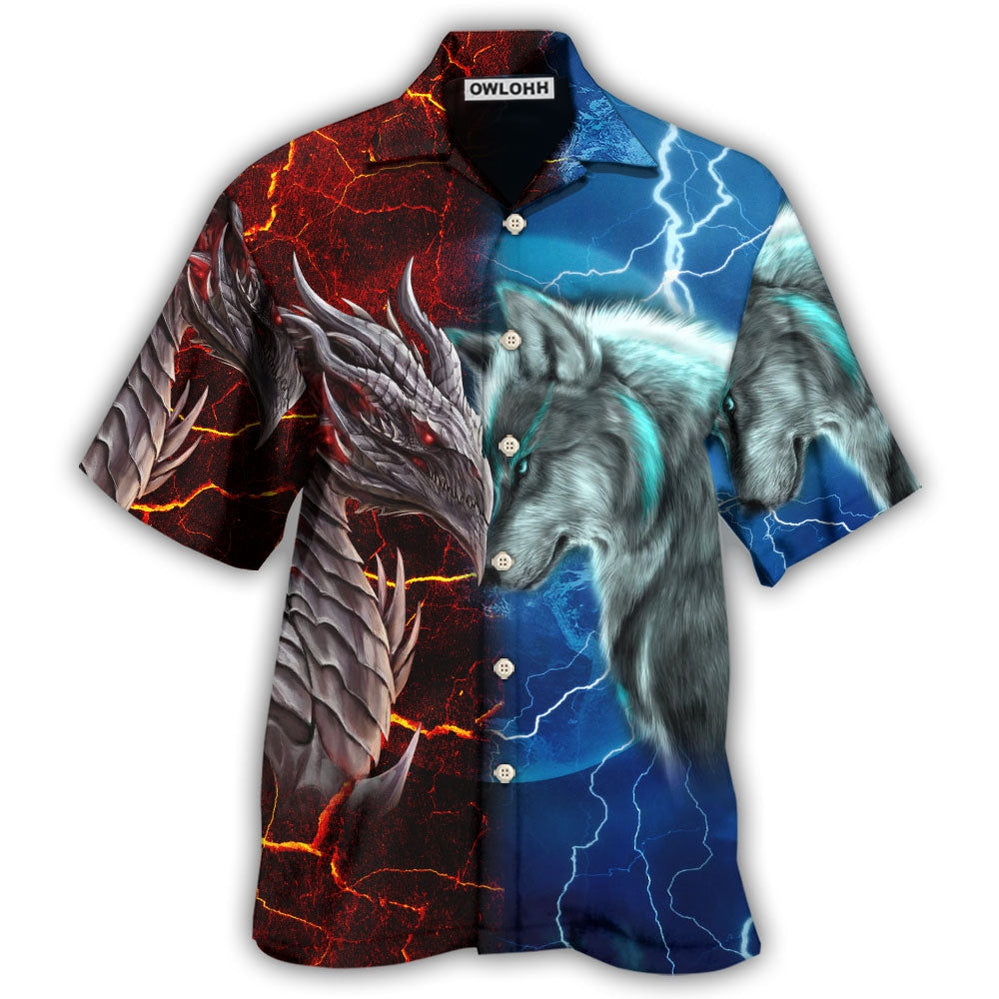 Dragon And Wolf Let's Fight - Hawaiian Shirt - Owl Ohh for men and women, kids - Owl Ohh