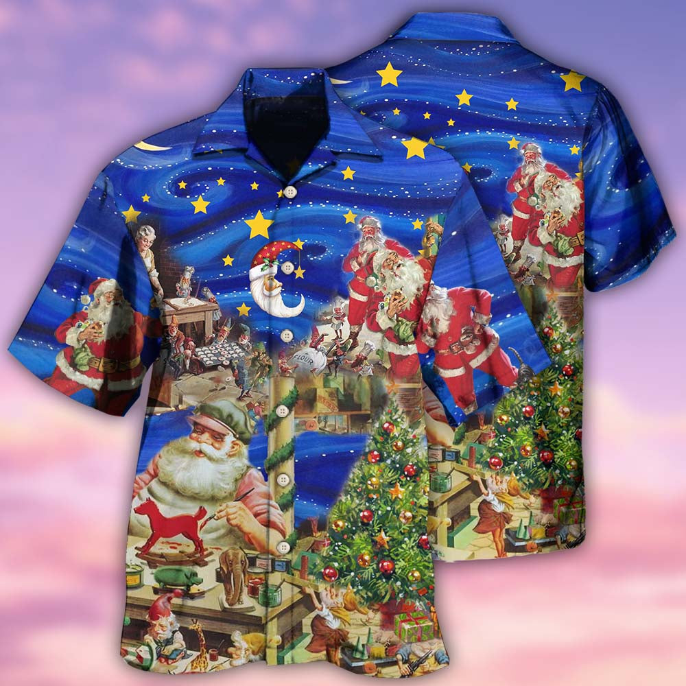 Christmas Night Santa's Toy Workshop - Hawaiian Shirt - Owl Ohh - Owl Ohh