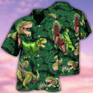 Dinosaur World Summer Green Leaf - Hawaiian Shirt - Owl Ohh - Owl Ohh