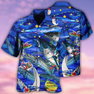 Fishing Love Ocean Blue Merry Christmas - Hawaiian Shirt - Owl Ohh - Owl Ohh