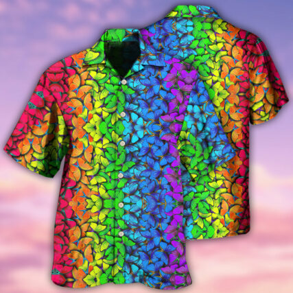LGBT Colorful Rainbow Butterfly - Hawaiian Shirt - Owl Ohh - Owl Ohh