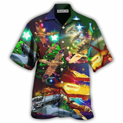 Combat Aircraft Fly Sky Merry Christmas - Hawaiian Shirt - Owl Ohh - Owl Ohh