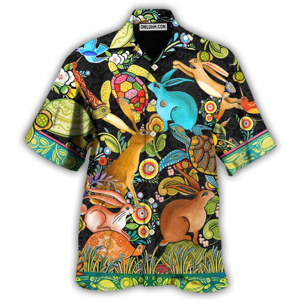 Turtle And Rabbit Slow And Steady Wins The Race - Hawaiian Shirt - Owl Ohh for men and women, kids - Owl Ohh