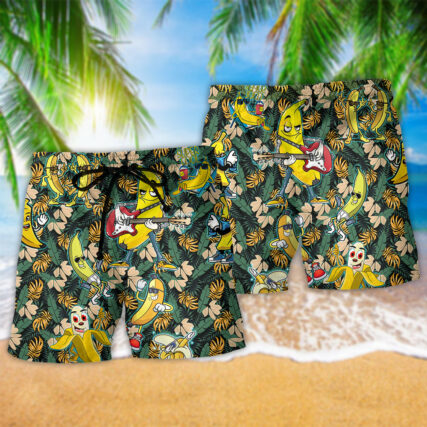Fruit Happy Bananas Tropical Leaf - Beach Short - Owl Ohh - Owl Ohh