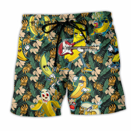 Fruit Happy Bananas Tropical Leaf - Beach Short - Owl Ohh - Owl Ohh
