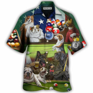 Billiard Independence Day Funny Dogs - Hawaiian Shirt - Owl Ohh - Owl Ohh
