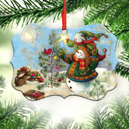 Snowman Grandma And Granddaughter A Bond That Can't Be Broken - Horizontal Ornament - Owl Ohh - Owl Ohh