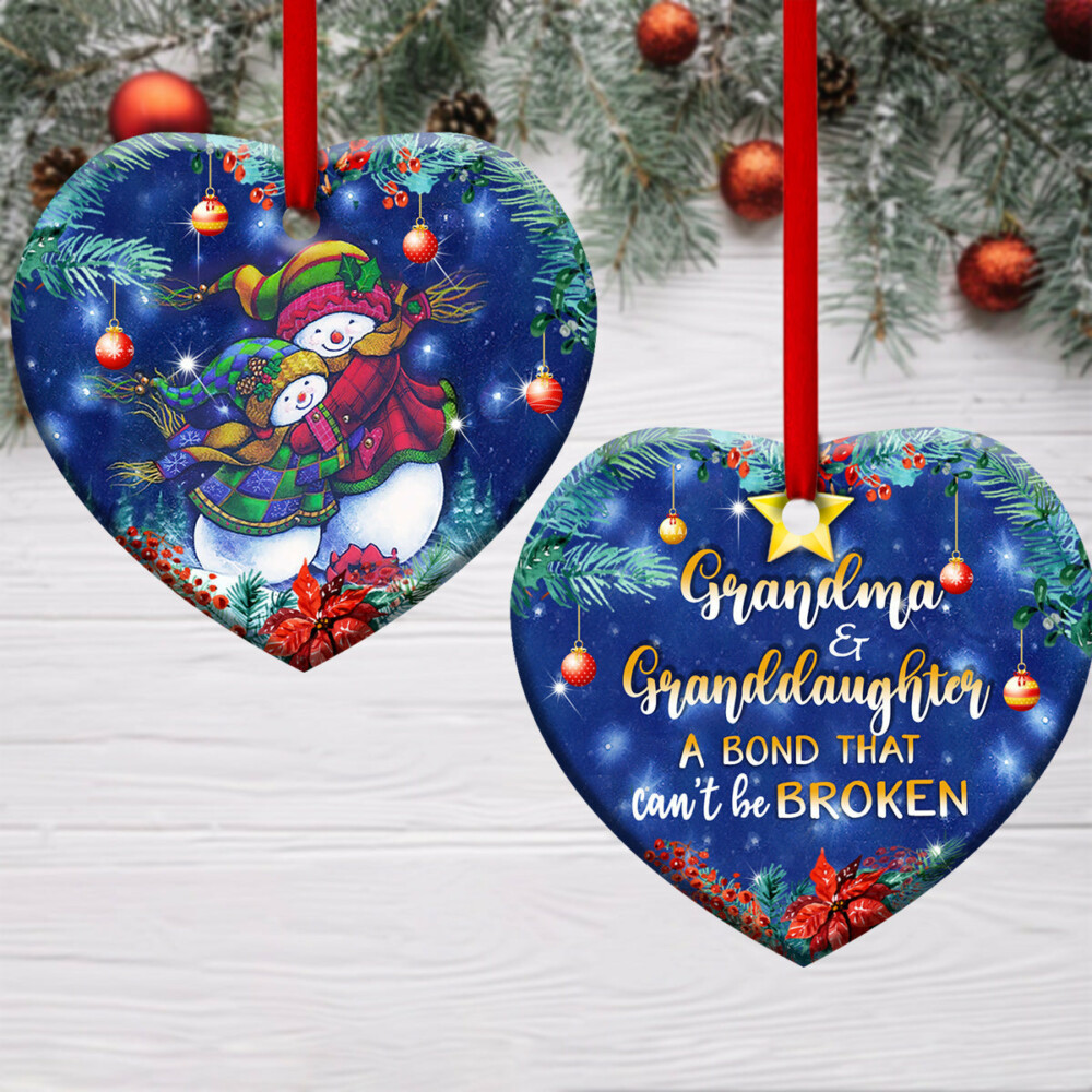 Family Grandma And Granddaughter A Bond That Cant Be Broken - Heart Ornament - Owl Ohh - Owl Ohh