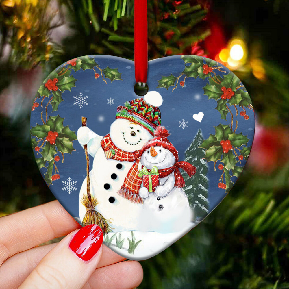 Snowman Love You My Whole Life - Heart Ornament - Owl Ohh - Owl Ohh