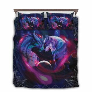 Dragon And Wolf Galaxy Fight - Bedding Cover - Owl Ohh - Owl Ohh