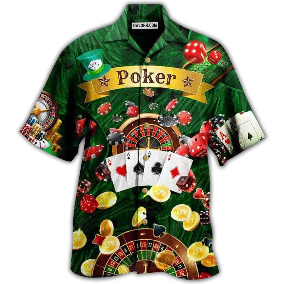 Poker Gambling Born To Play Poker Forced To Work - Hawaiian Shirt - Owl Ohh - Owl Ohh