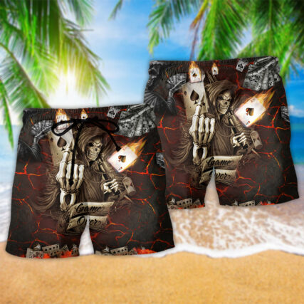 Gambling Card Game Over Fire - Beach Short - Owl Ohh - Owl Ohh