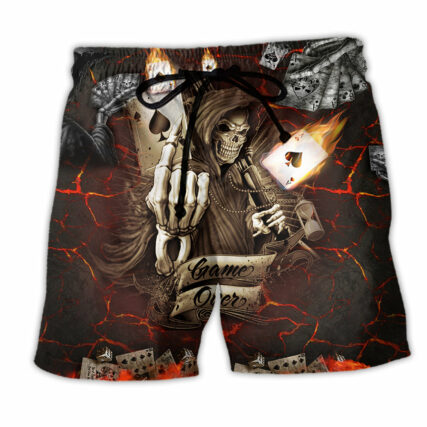 Gambling Card Game Over Fire - Beach Short - Owl Ohh - Owl Ohh