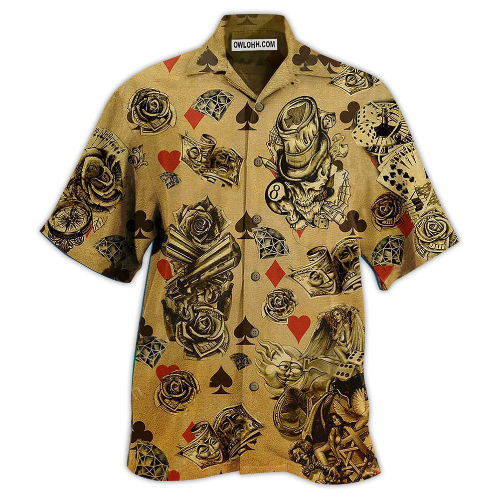 Gambling Flowers Skull - Hawaiian Shirt - Owl Ohh - Owl Ohh