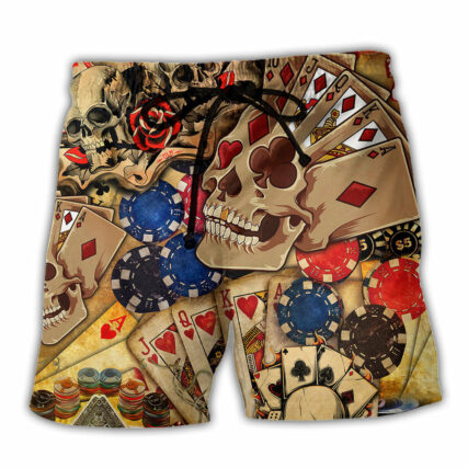 Gambling Life Is Like A Poker Game Skull - Beach Short - Owl Ohh - Owl Ohh