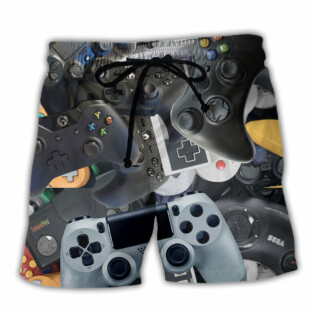 Game Let Beat Level With Game Controller Black Style - Beach Short - Owl Ohh - Owl Ohh
