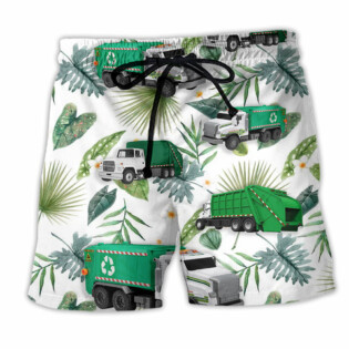 Garbage Truck Tropical Leaf So Basic - Beach Short - Owl Ohh - Owl Ohh