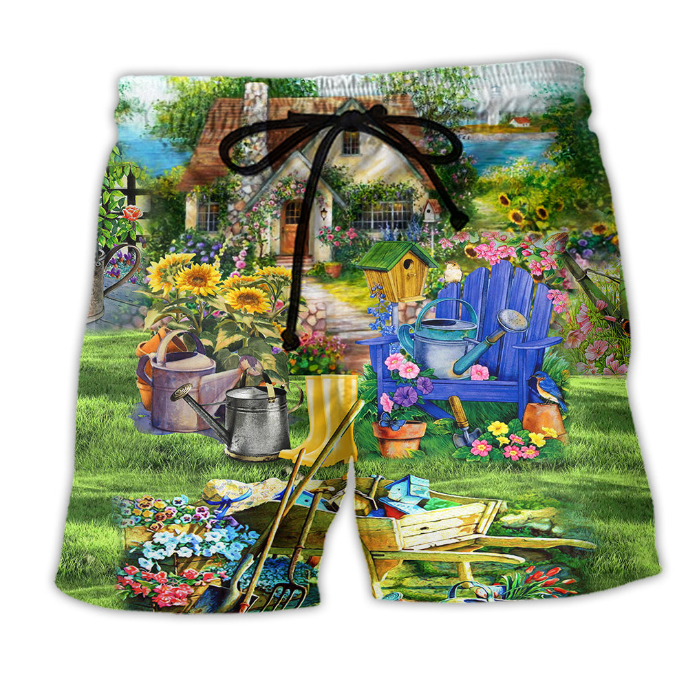 Gardening Adds Years To Your Life Flowers - Beach Short - Owl Ohh - Owl Ohh
