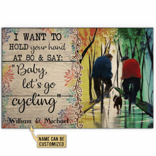 Cycling LGBT Gay Couple Let's Go Cycling - Horizontal Poster - Owl Ohh - Owl Ohh