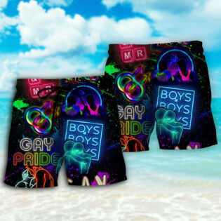 LGBT Gay Neon Art Gay Pride - Beach Short - Owl Ohh - Owl Ohh