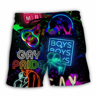 LGBT Gay Neon Art Gay Pride - Beach Short - Owl Ohh - Owl Ohh