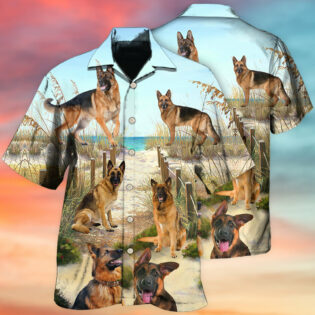 German Shepherd Best Friends For Life In Sand - Hawaiian Shirt - Owl Ohh - Owl Ohh
