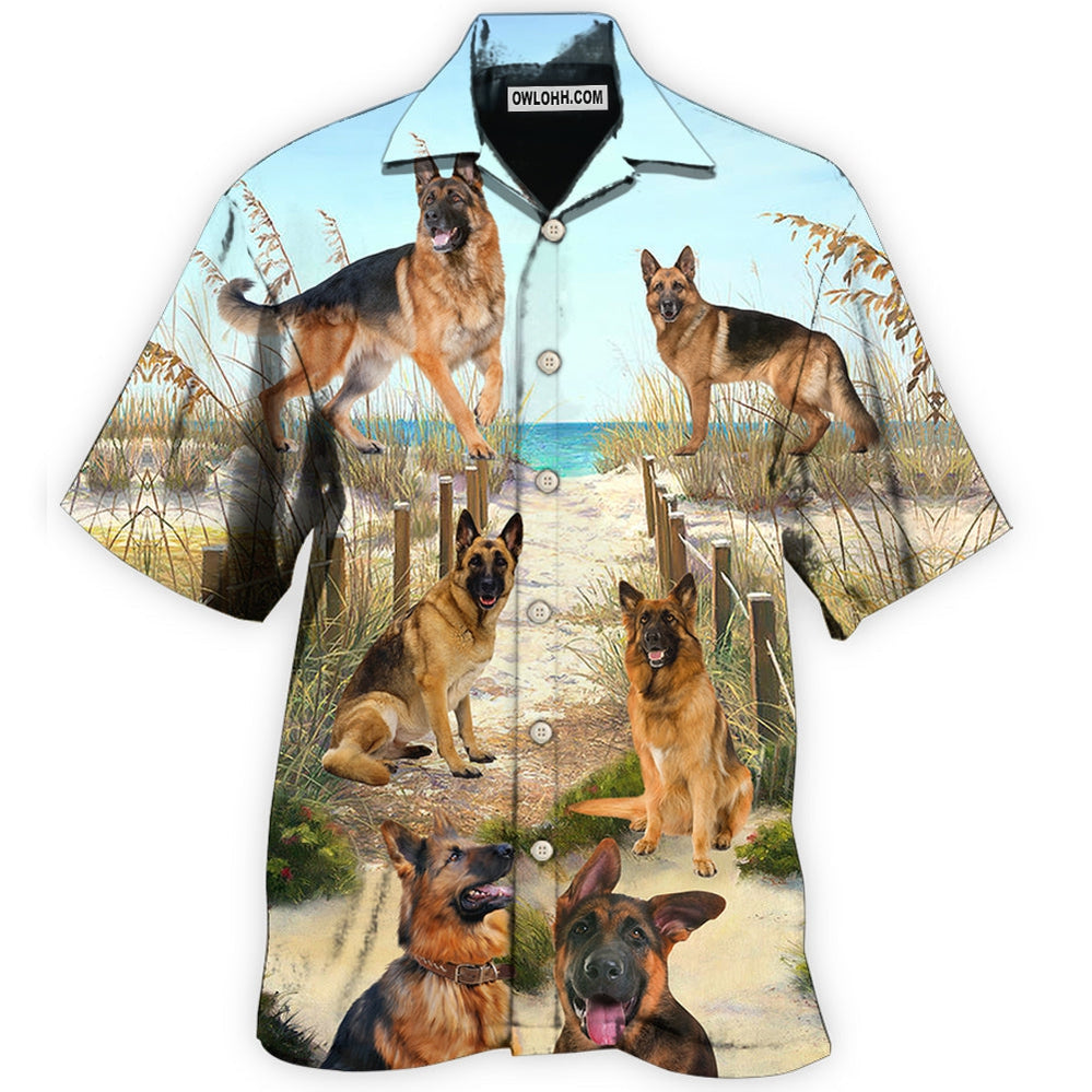 German Shepherd Best Friends For Life In Sand - Hawaiian Shirt - Owl Ohh - Owl Ohh