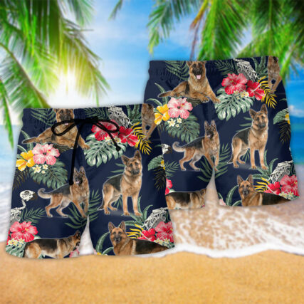 German Shepherd Tropical Floral Dog Lover Cool Style - Beach Short - Owl Ohh - Owl Ohh
