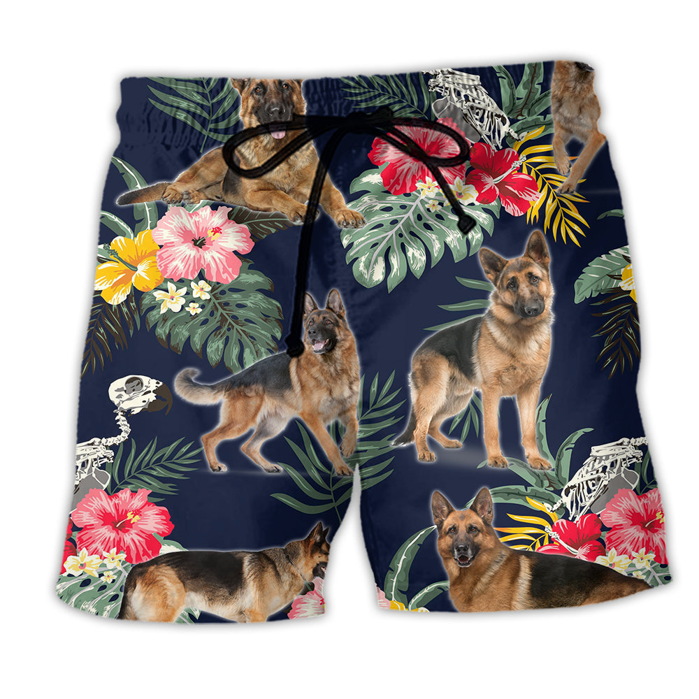 German Shepherd Tropical Floral Dog Lover Cool Style - Beach Short - Owl Ohh - Owl Ohh