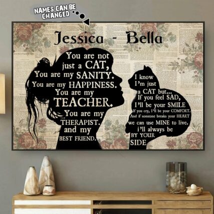 Cat Girl Cat Silhouette Personalized - Horizontal Poster - Owl Ohh - Owl Ohh