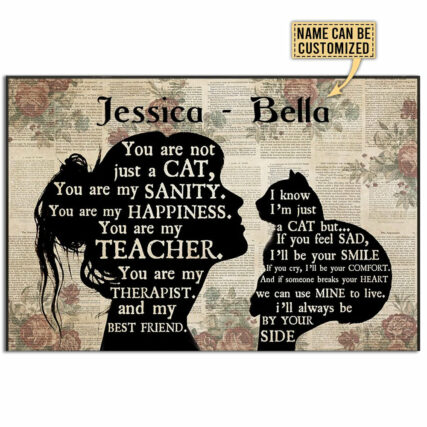 Cat Girl Cat Silhouette Personalized - Horizontal Poster - Owl Ohh - Owl Ohh