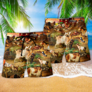 Goat Love Farm Peace Life - Beach Short - Owl Ohh - Owl Ohh