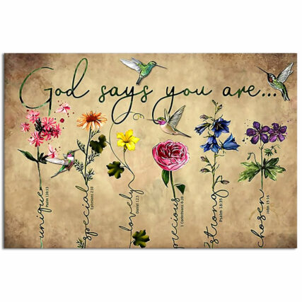 Hummingbird God Says You Are Hummingbird Floral - Horizontal Poster - Owl Ohh - Owl Ohh